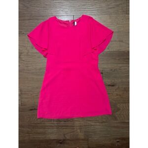 kensie Hot Pink Flutter Sleeve Fit & Flare Mini Dress‎ Womens XL Fuchsia Crepe